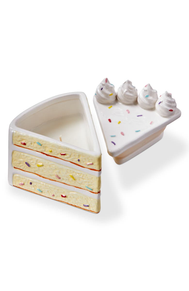 tag Sprinkle Cake Slice Candle White Multi Earthenware Everyday, Main, color, White