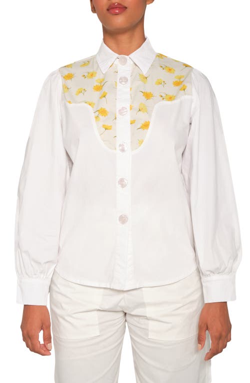 The Lulo Project Alamo Floral Panel Shirt In Yellow