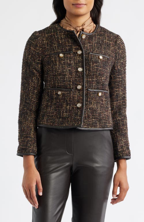 Anne Klein Tweed Jacket In Brown