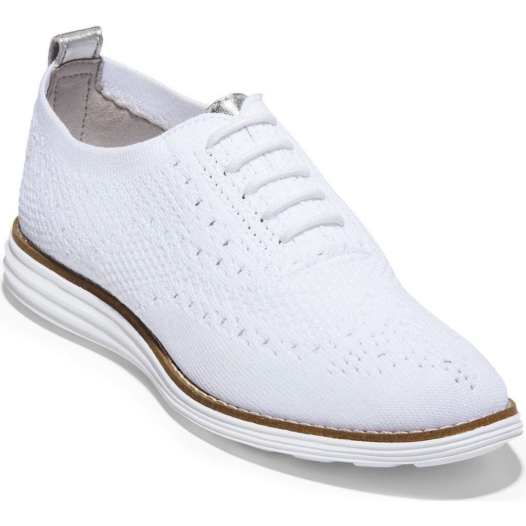 Cole Haan Original Grand Stitchlite Wingtip Oxford In Optic White Knit