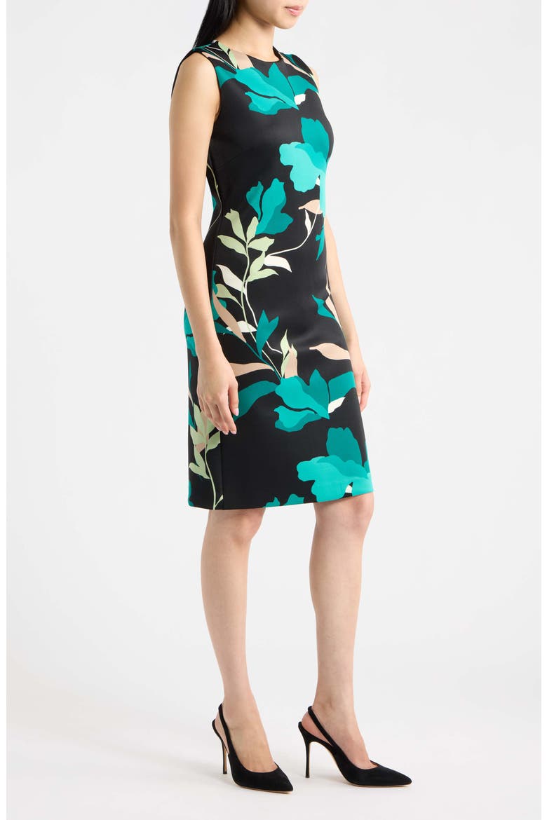Floral Sleeveless Sheath Dress, Alternate, color, DEEP JADE MULTI