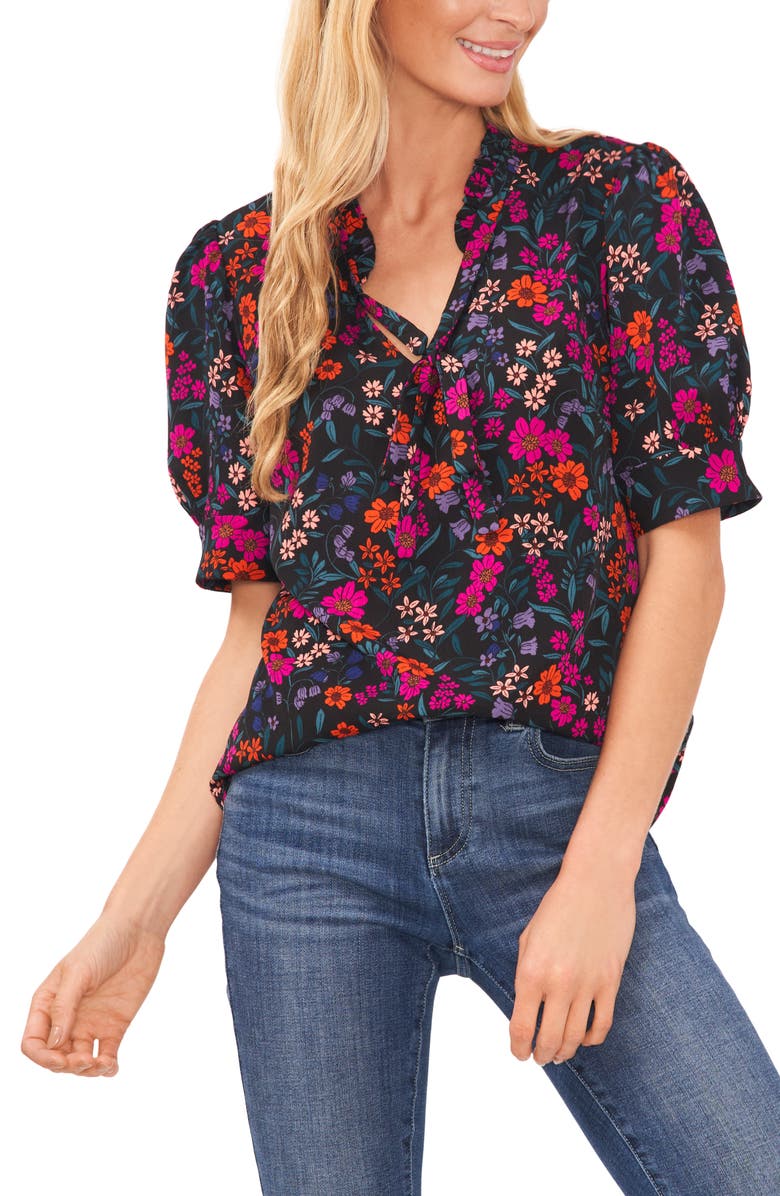 CeCe Tie Neck Puff Neck Blouse, Main, color,