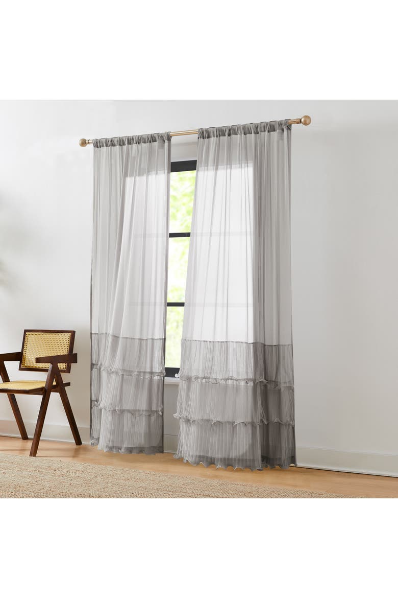 Georgette Sheer Window Panel, Alternate, color, Gray