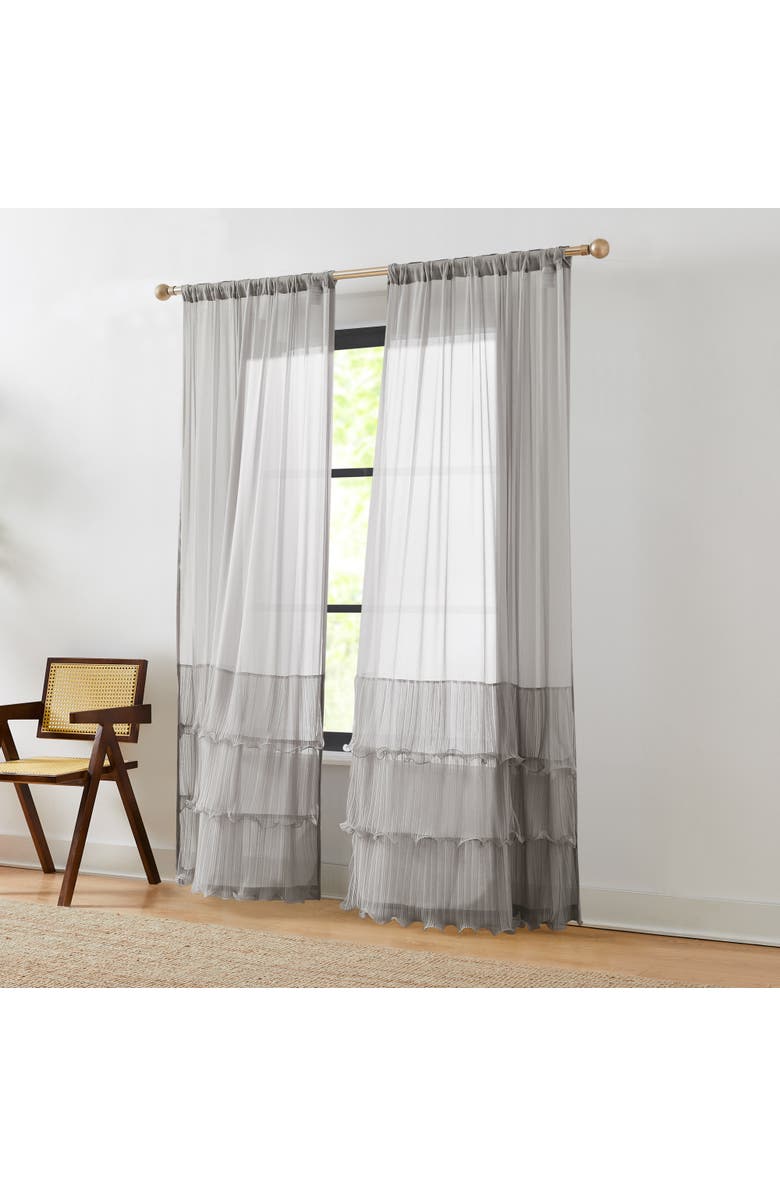 Chuks Collins x Lush Decor Georgette Sheer Window Panel, Alternate, color, Gray