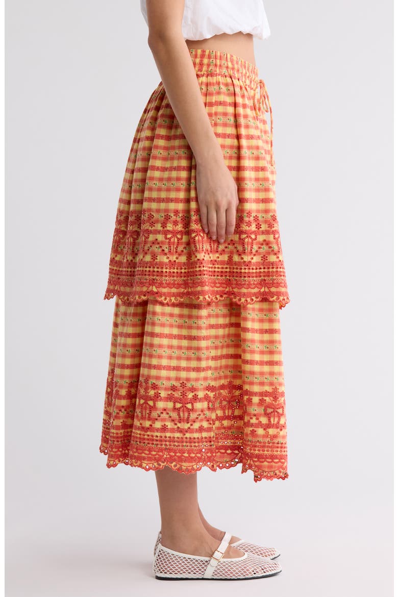 Cosette Rara Tiered Organic Cotton Midi Skirt, Alternate, color, ORANGE