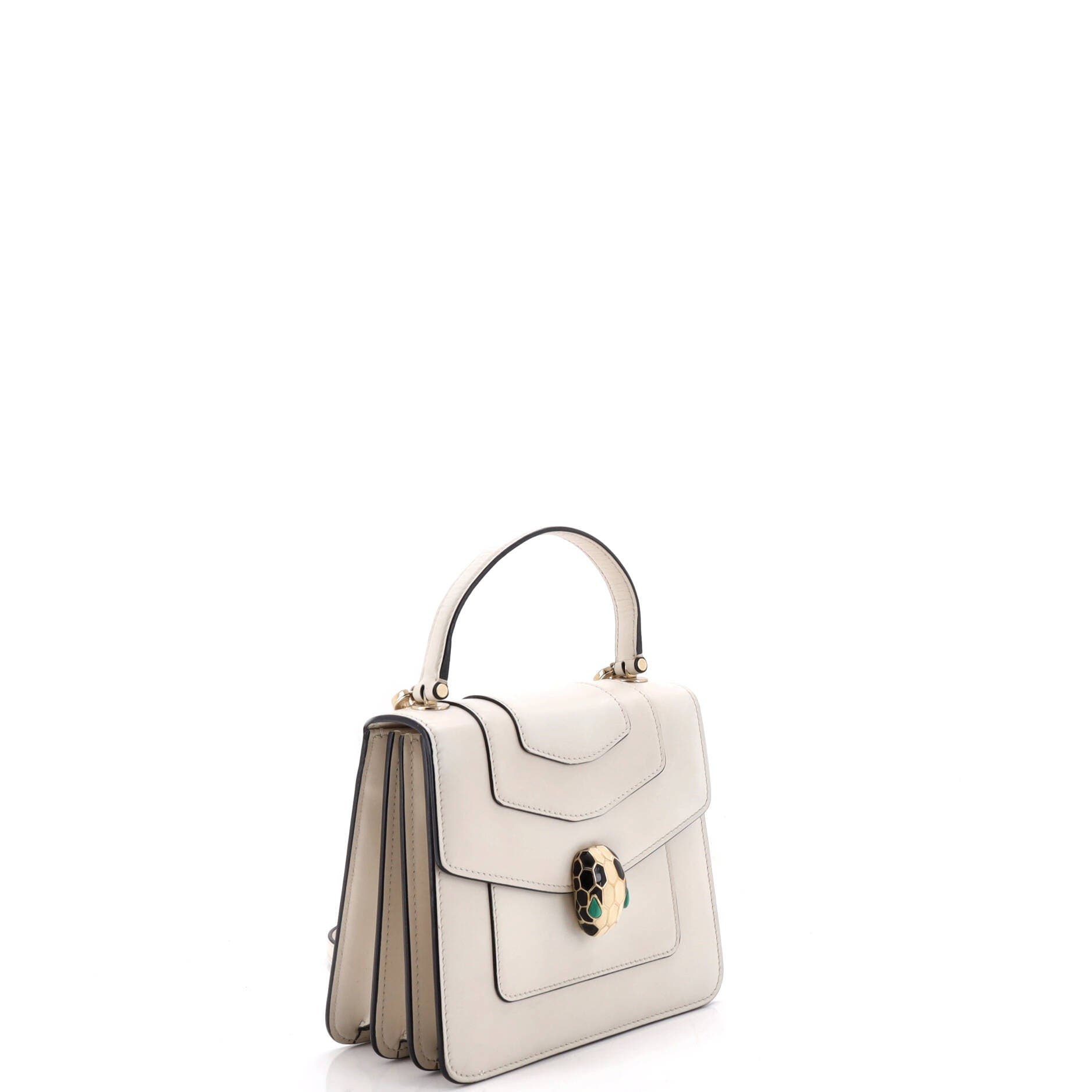 Serpenti Forever Top Handle Bag Leather Small, Alternate, color, White