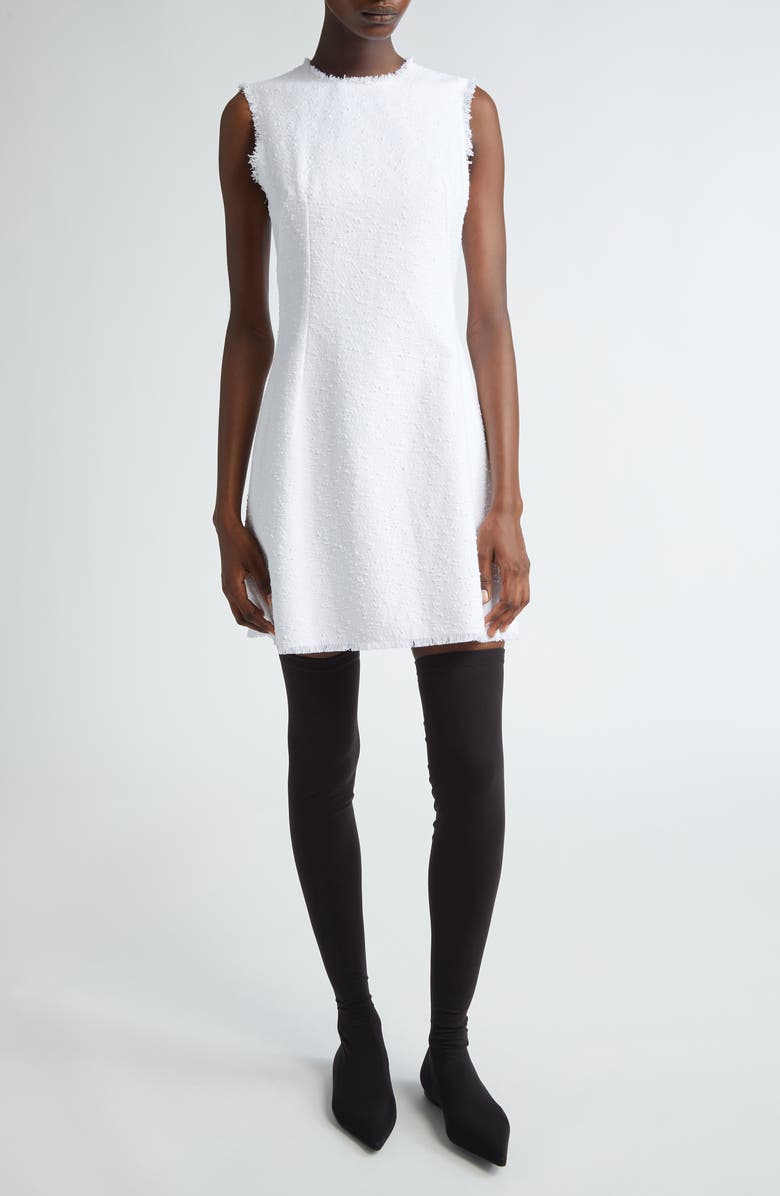 Dolce&Gabbana Rachel Sleeveless Tweed Minidress, Main, color, Bianco Ottico