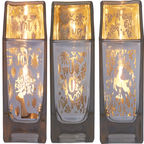 Gold Square Candle Holder Set of 3 Elegant Tealight Holders