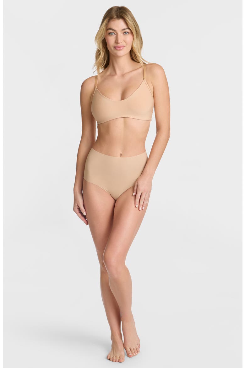 Invisible Rib One Size High Rise Bikini, Alternate, color, BEIGE