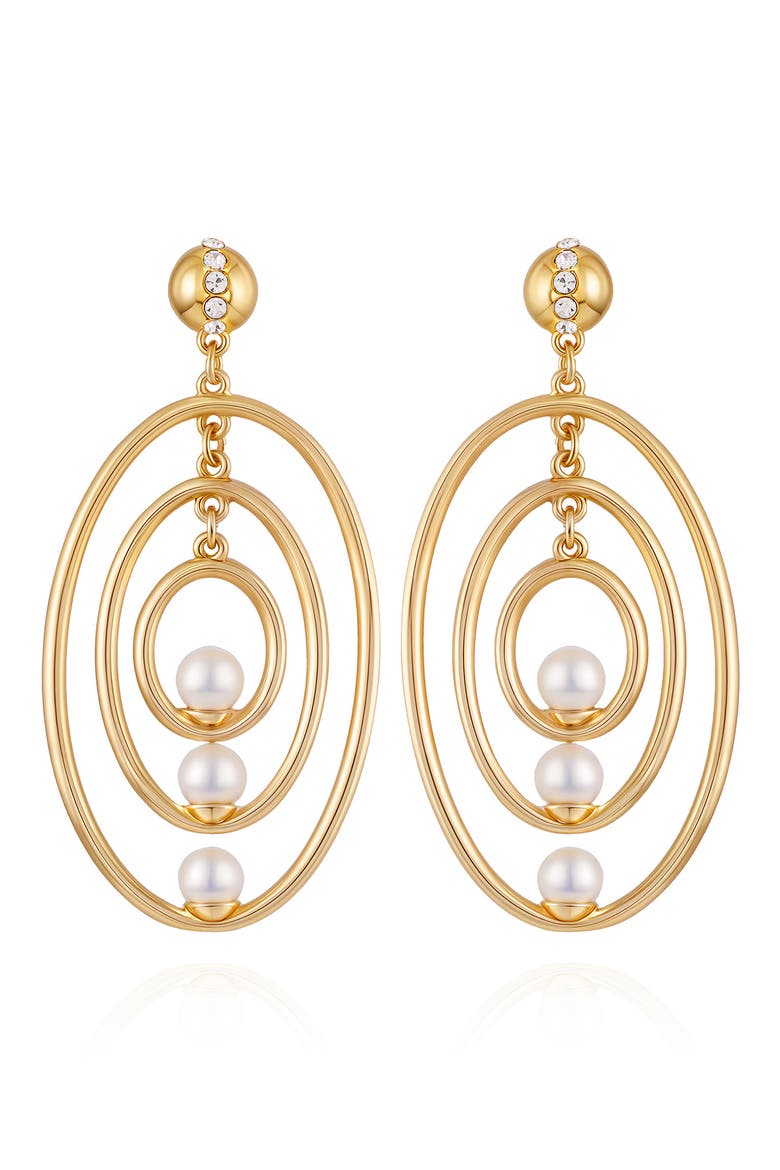 Faux Pearl Circle Drop Earrings, Main, color, GOLD TONE