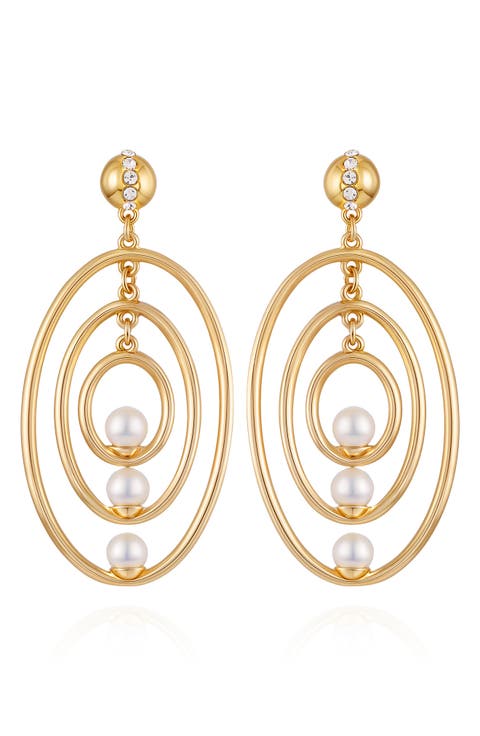 Faux Pearl Circle Drop Earrings