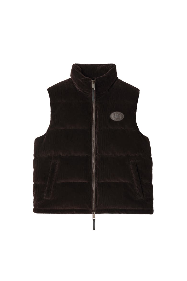 Corduroy Puffer Gilet, Alternate, color, Clove brown