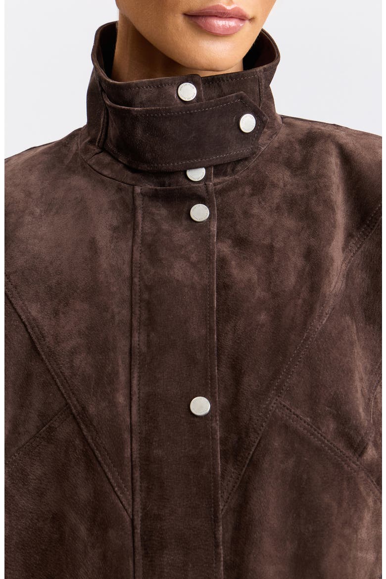 Suede Oversized Bomber Jacket, Alternate, color, WOOD