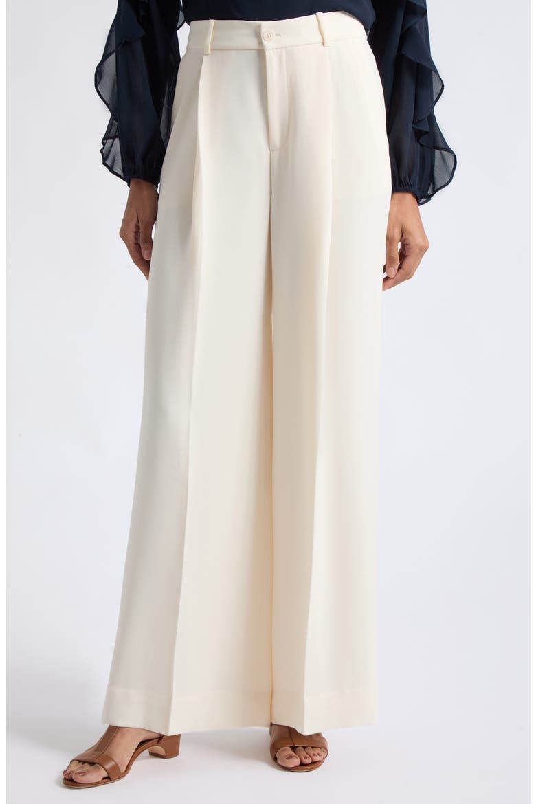 High Waist Georgette Wide Leg Pants, Main, color, WINTER CREAM IVORY