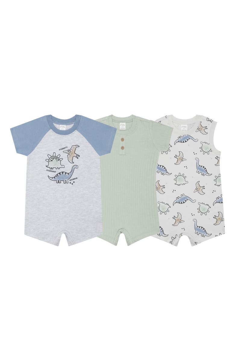 PL Baby by Petit Lem 3-Pack Rompers, Main, color, 