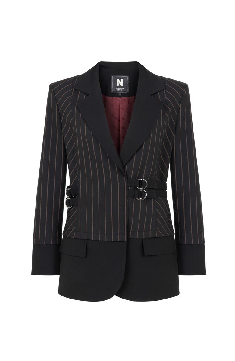 Nocturne Striped Double Breasted Jacket with Belt Detail, Alternate, color,