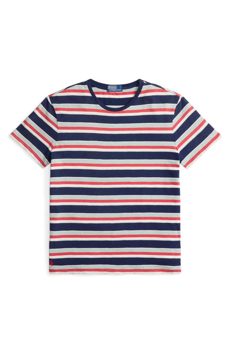 Polo Ralph Lauren Striped Standard Fit Cotton Jersey T-Shirt, Alternate, color, Newport Navy Multi