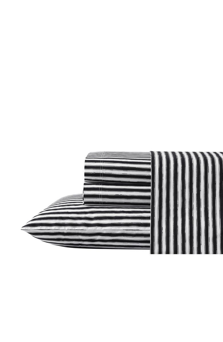 Betsey Johnson Sketchy Stripe 200 Thread Count Cotton Percale Sheet Set, Main, color, White