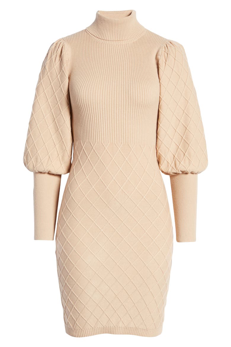 Quilted Sweater Dress, Alternate, color, TAUPE