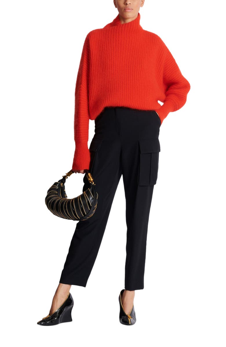 Balmain Mohair Knit Jumper With Collar Detail, Alternate, color,