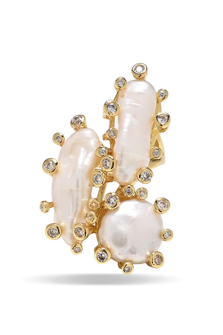 Luciene Freshwater Pearl Cluster Ring, Alternate, color, GOLD
