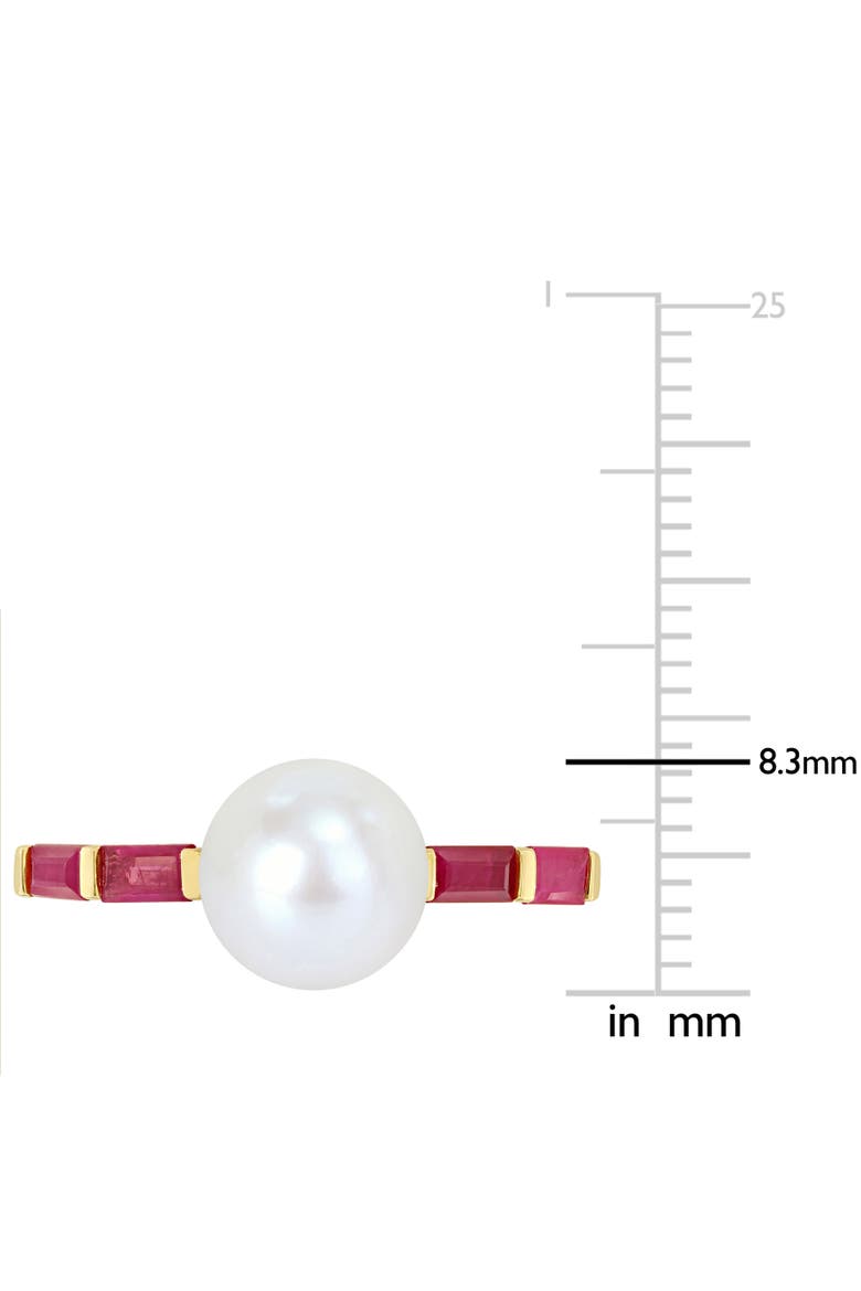 Cultured Pearl & Gemstone Ring 10k, Alternate, color, Ruby/Yellow Gold