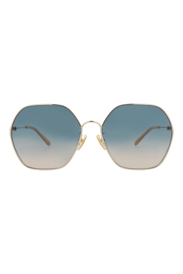 59mm Rectangular Gradient Sunglasses, Main, color, GOLD/ GREEN