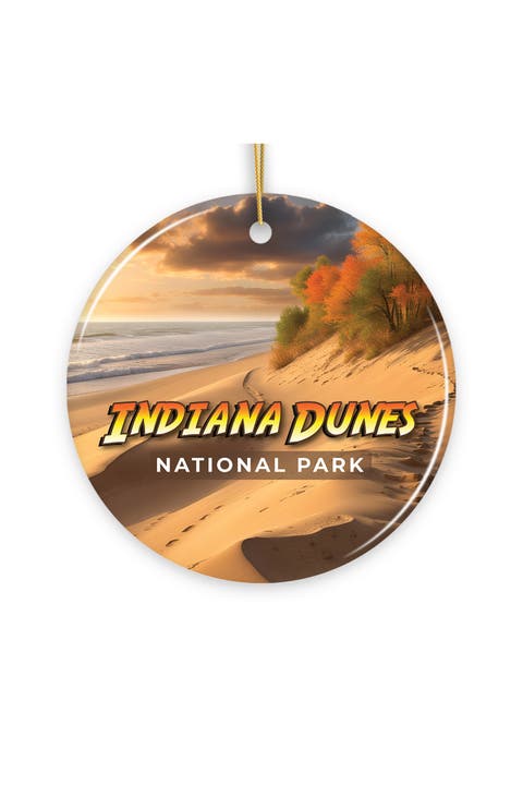 Indiana Dunes National Park Retro Style Ornament