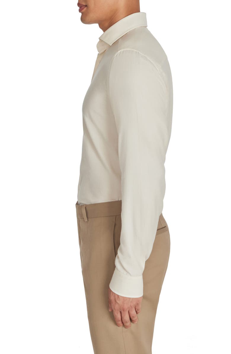 Jack Victor Bellamy Herringbone Cotton Blend Sport Shirt, Alternate, color, Ecru