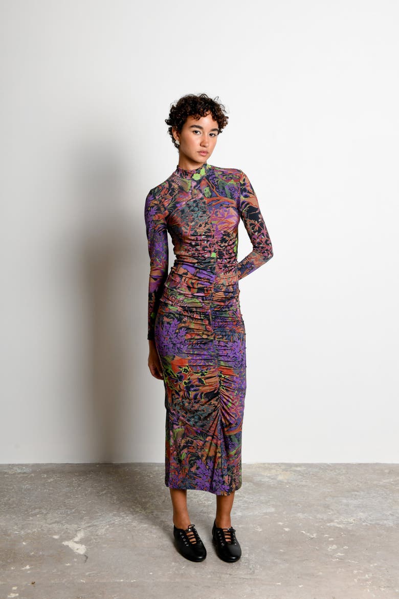Alonia Jersey Ruched Midi Dress, Alternate, color, Horae