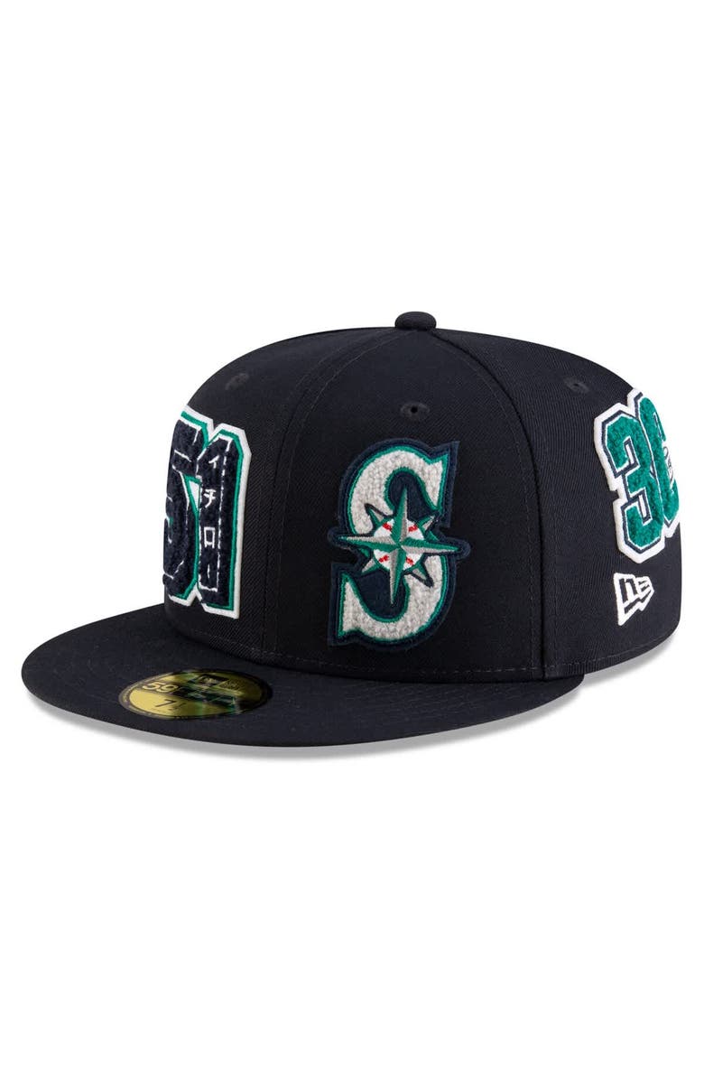 New Era Men's  New Era Ichiro Suzuki Navy Seattle Mariners 2025 Baseball Hall of Fame Patched 59FIFTY Fitted Hat, Main, color, 