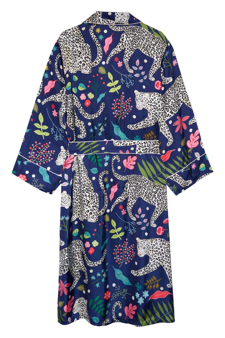 Snow Leopard Wrap Robe, Alternate, color, NAVY