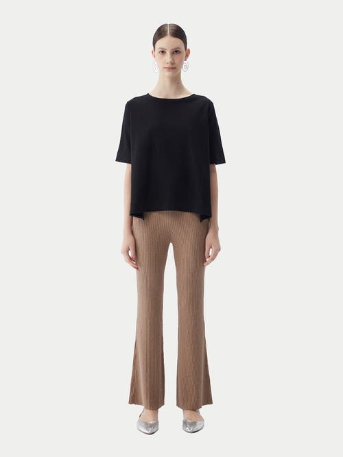 Gobi Mongolian Cashmere Box-cut Cotton Silk Cashmere Blend T-shirt In Black