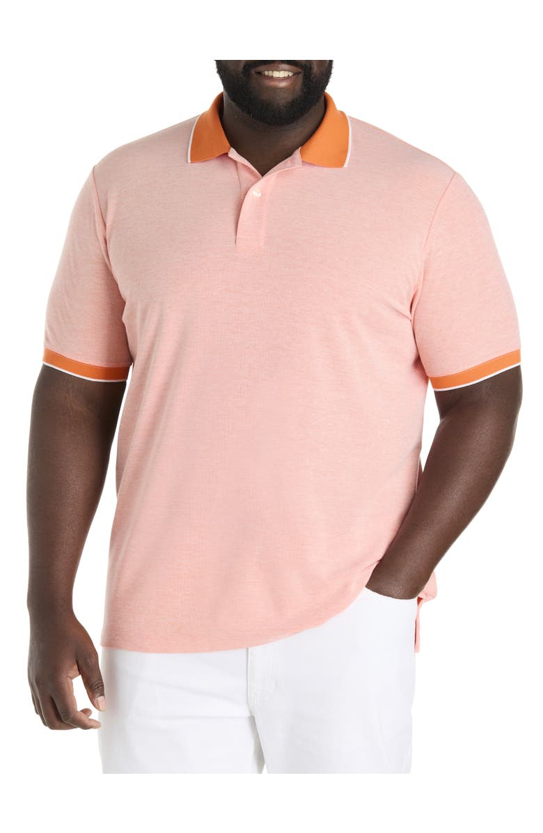 Harbor Bay by DXL Big & Tall Oxford Tipped Polo Shirt, Main, color, Golden Poppy