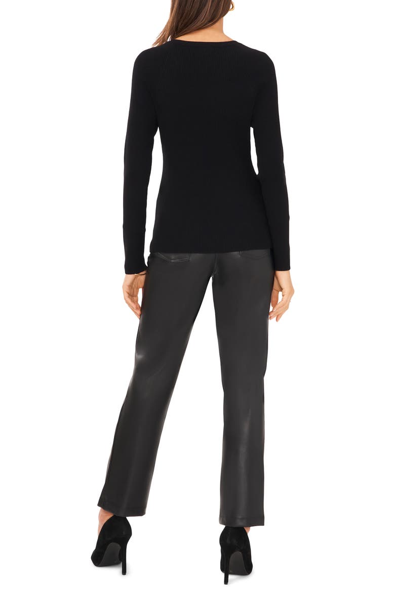 Gold Button Rib Sweater, Alternate, color, RICH BLACK 060