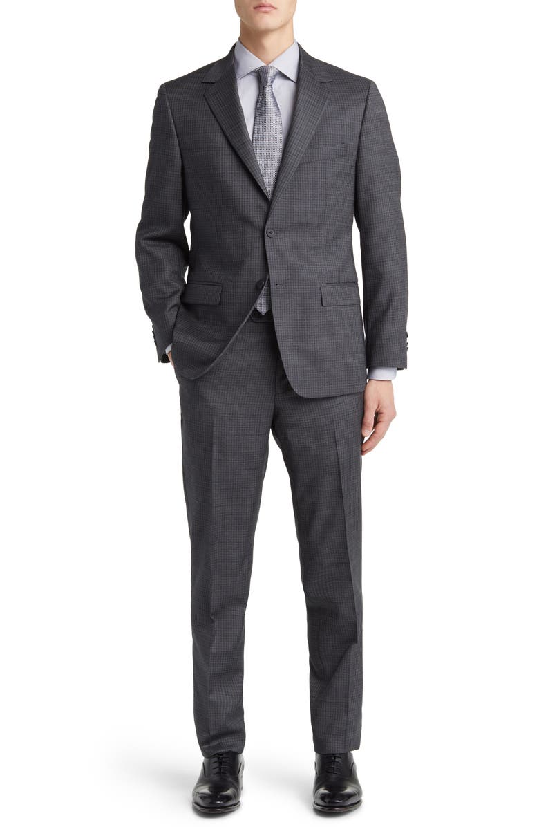 DANIEL HECHTER Norris Plaid Wool Suit, Main, color, Grey