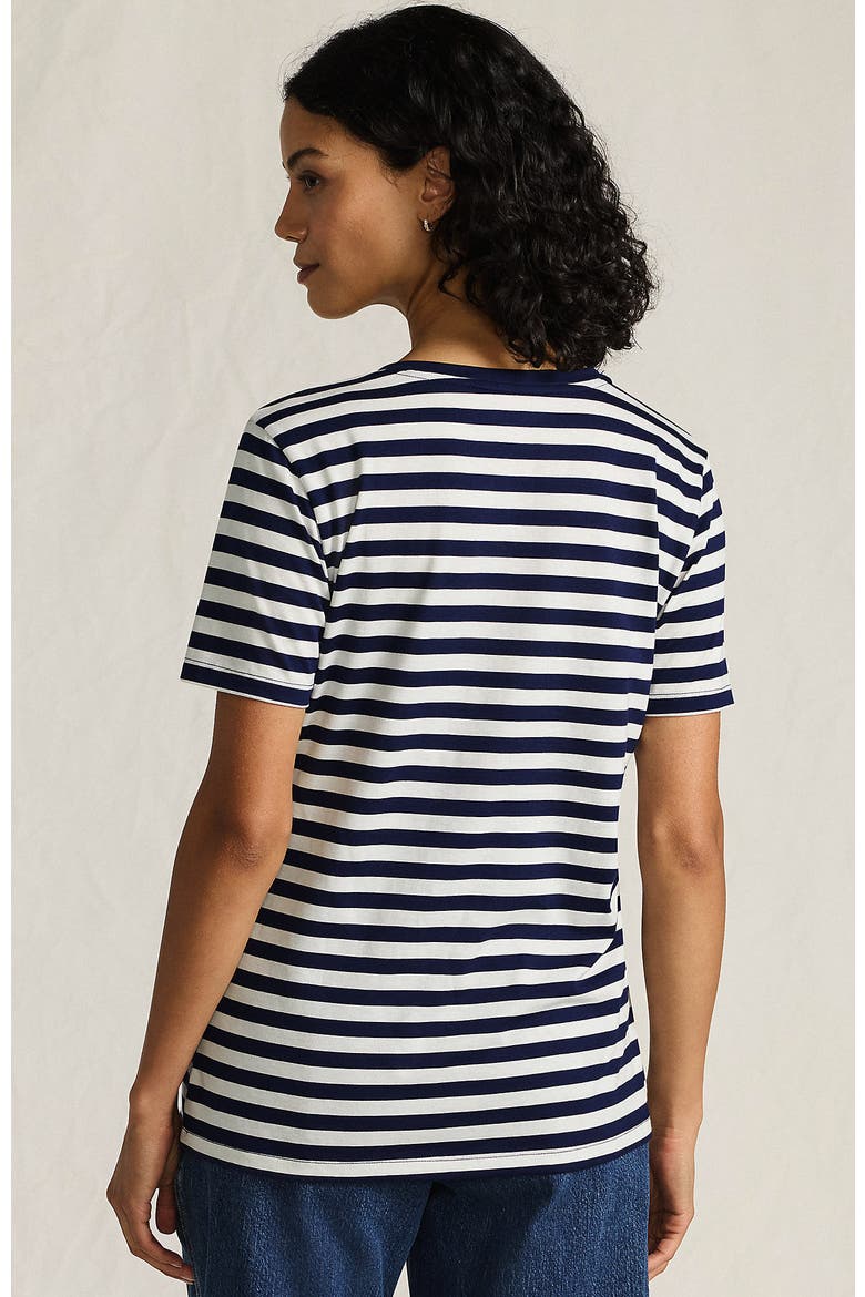 Supima Cotton V-neck T-Shirt, Alternate, color, Deep Sea Navy Even Stripe