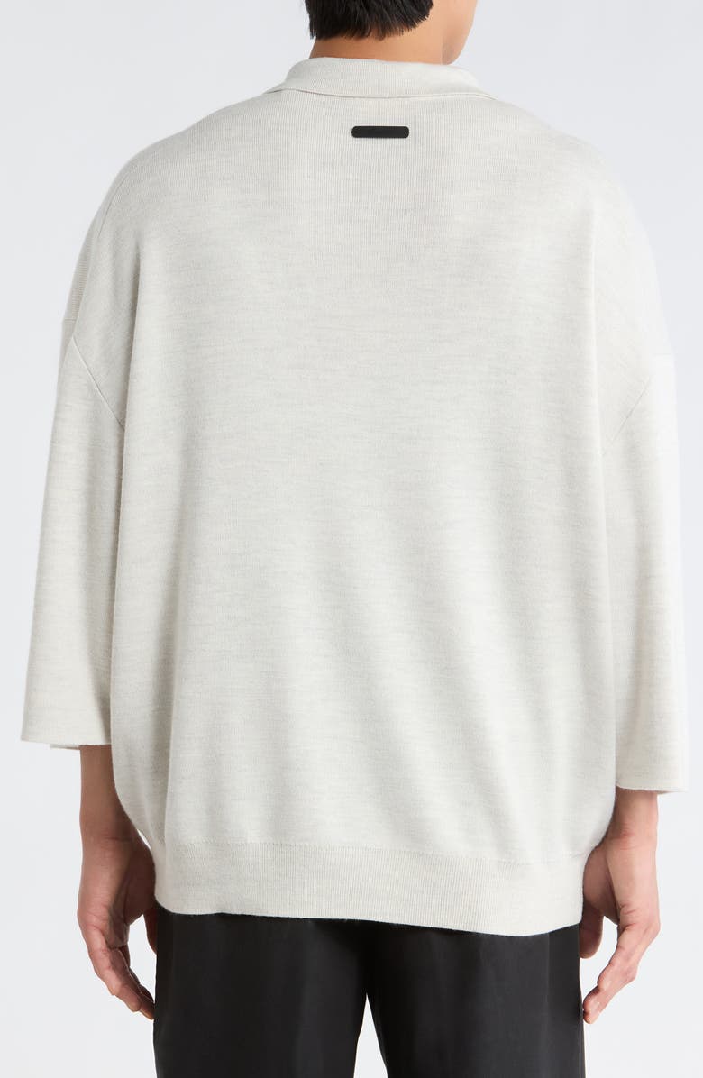 Fear of God Essentials Signature Wool Polo Sweater, Alternate, color, Heather Oatmeal