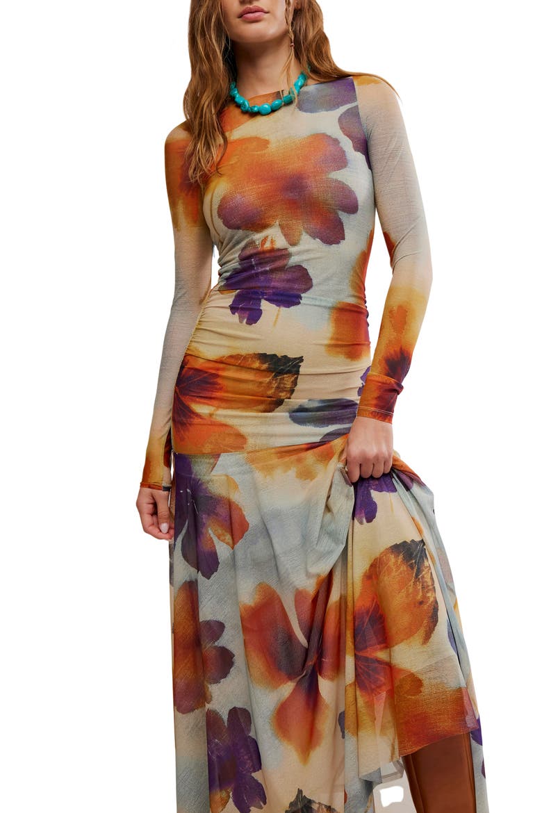 Sunnei Long Sleeve Mesh Dress, Alternate, color, SUNRISE COMBO