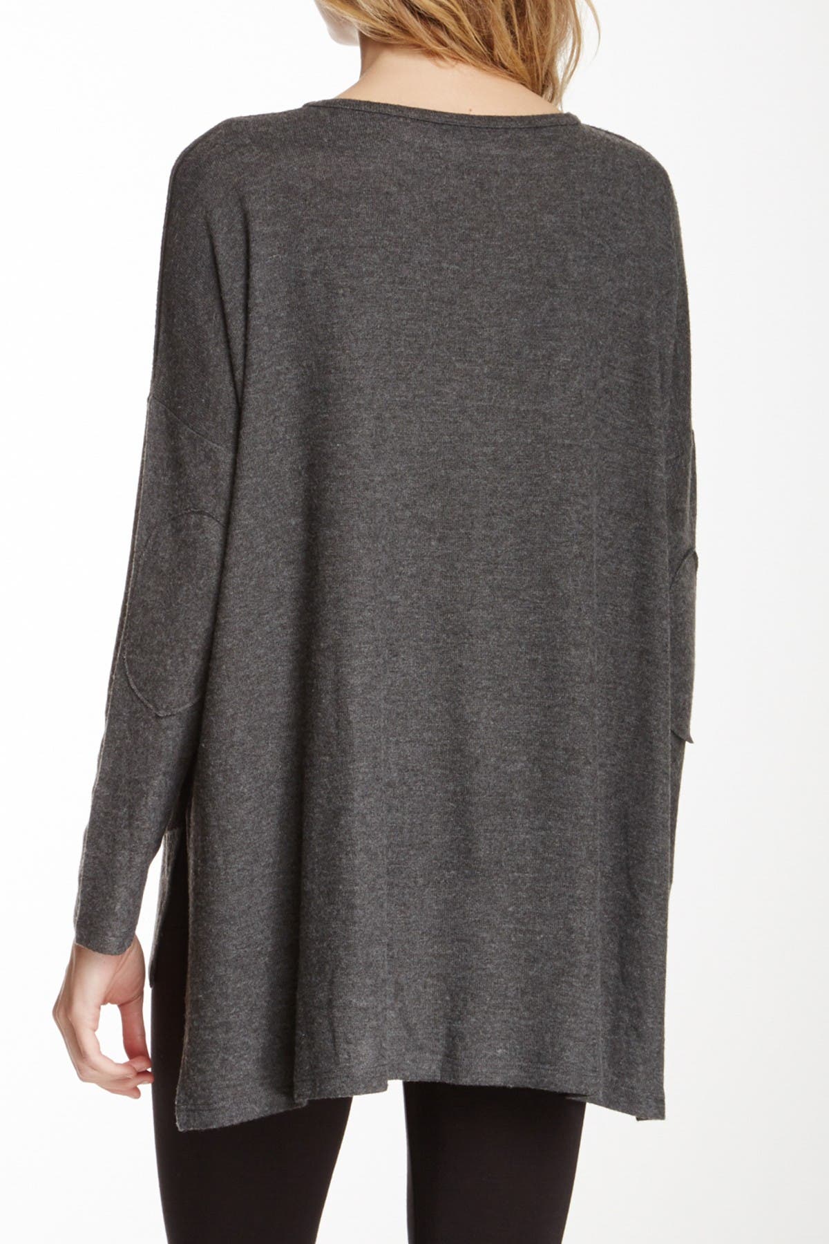 Dolman Elbow Patch High/Low Sweater - image 4