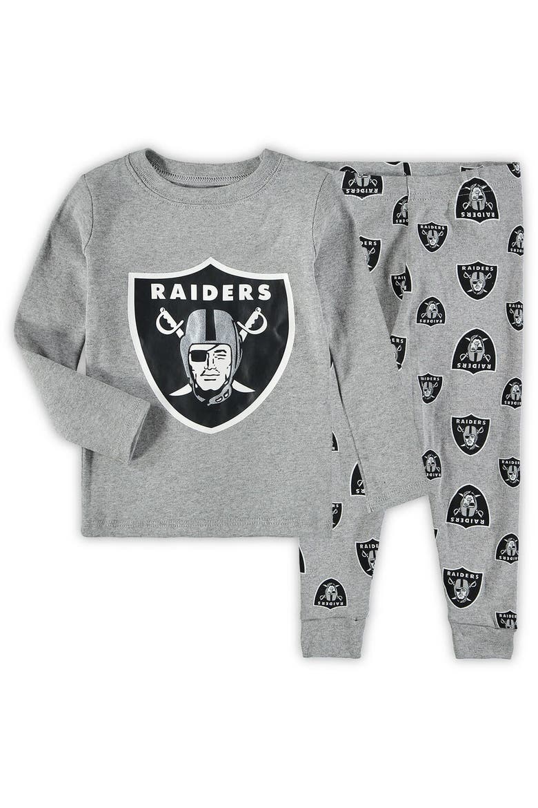 Toddler Heathered Gray Las Vegas Raiders Sleep Set, Alternate, color, Heather Gray