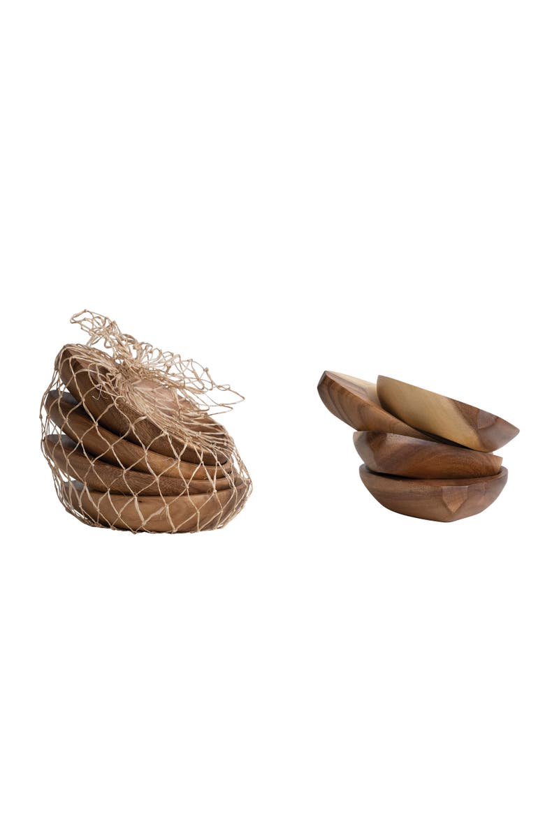 Storied Home Round Acacia Wood Trays, Set of 4, Main, color, Natural