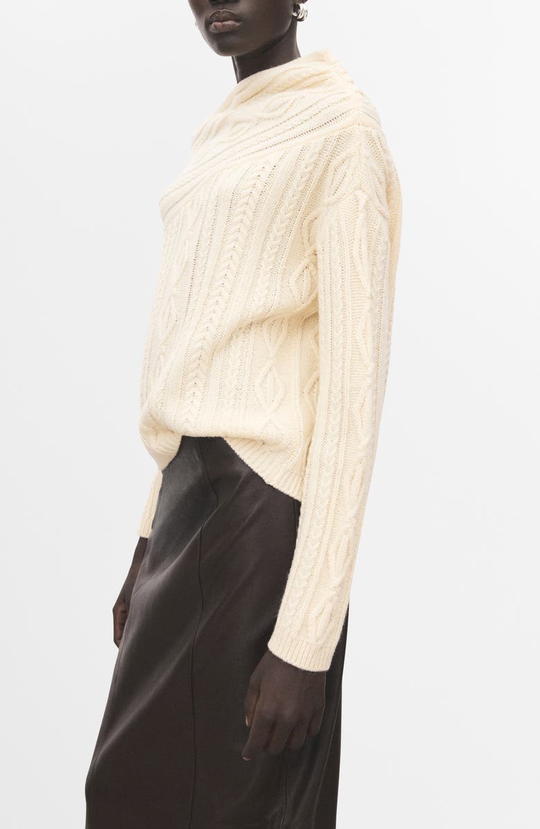 MANGO Wolf One-Shoulder Sweater, Main, color, Ecru