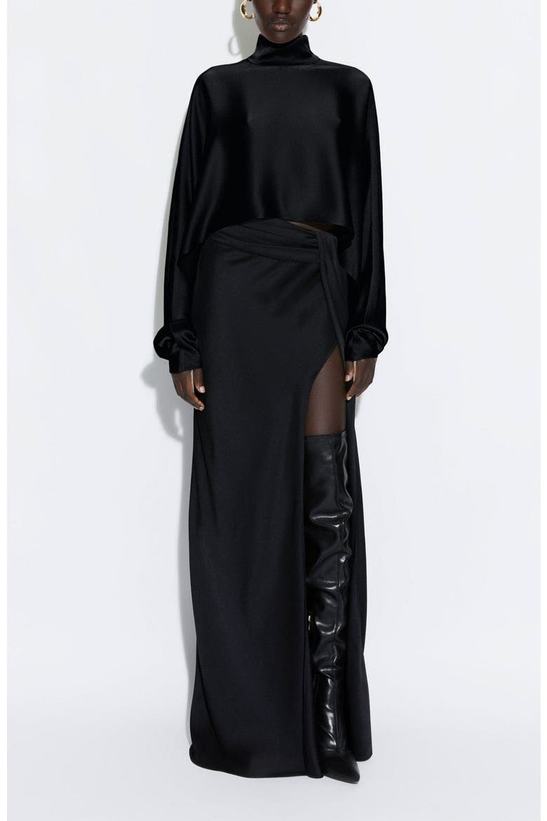 Satin Caftan Top, Main, color, Black
