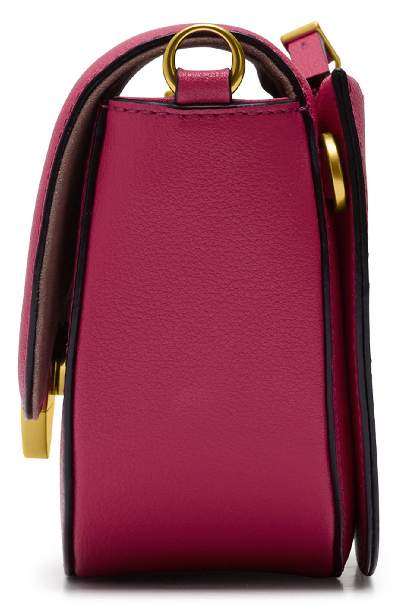 Lottie Leather Saddle Crossbody Bag, Alternate, color, RASPBERRY