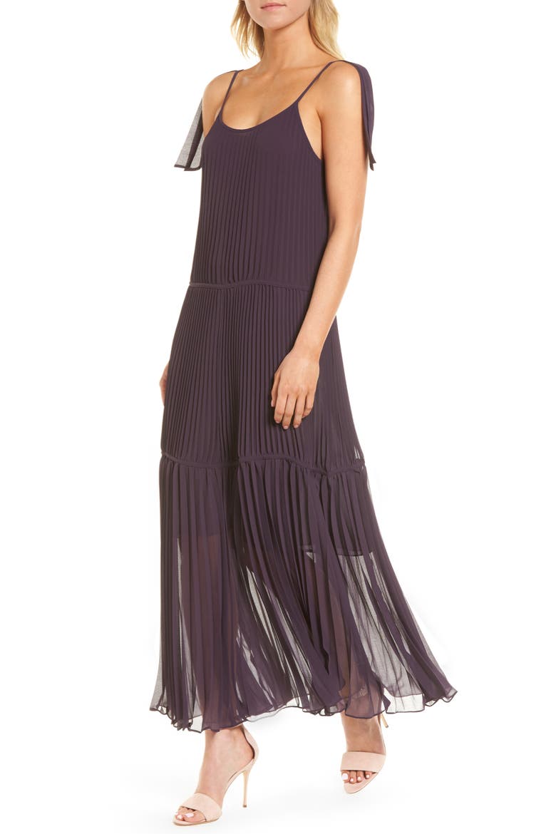 Chiffon Maxi Dress, Main, color, PURPLE NIGHT