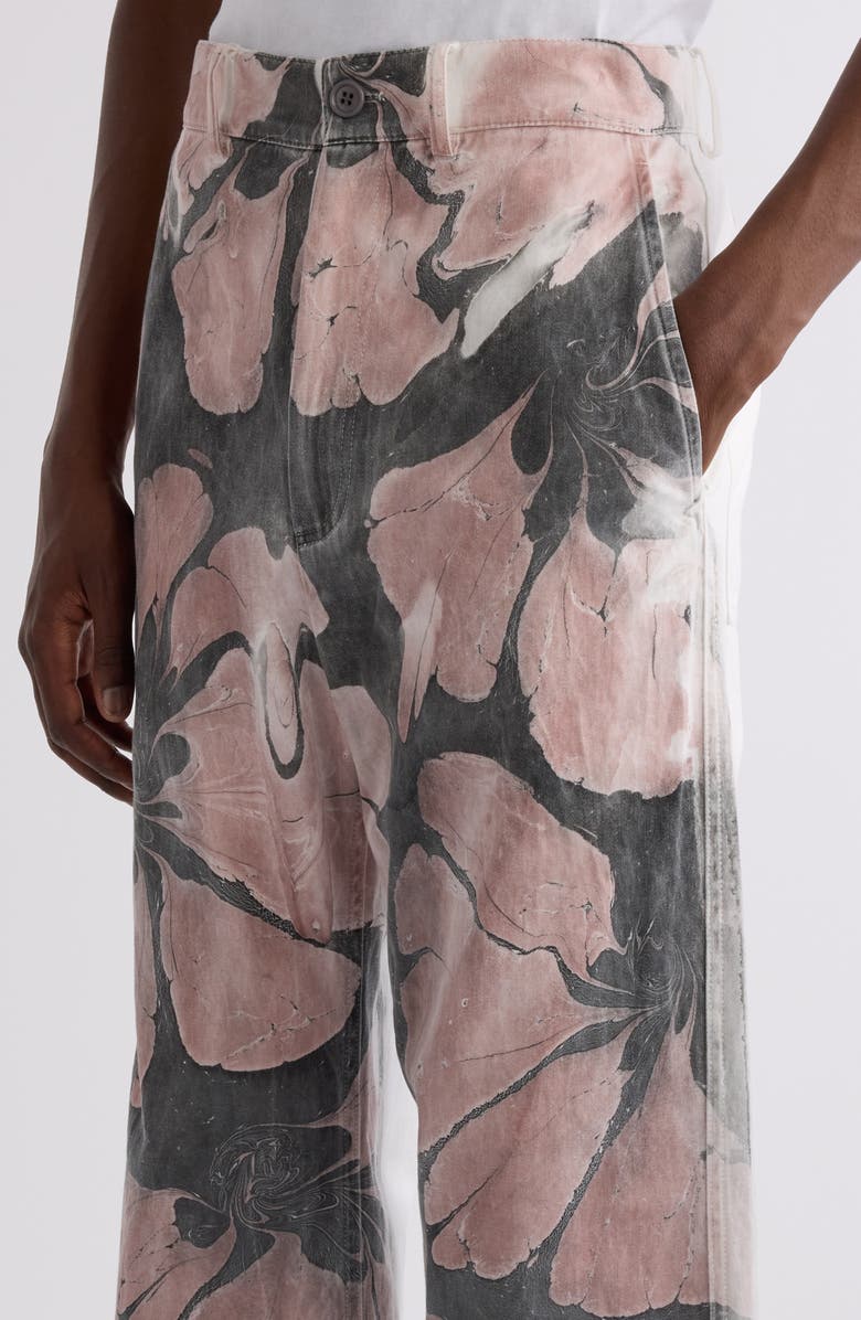 Dries Van Noten Pynam Floral & Solid Straight Leg Pants, Alternate, color, Dessin A