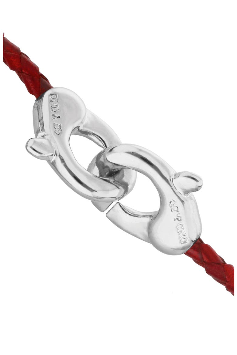 Red Leather Strap With Interlocking Carabiner Detail, Alternate, color, Silver
