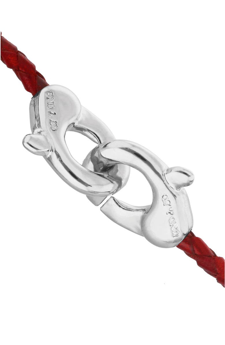 UNODE50 Red leather strap with interlocking carabiner detail, Alternate, color, Silver
