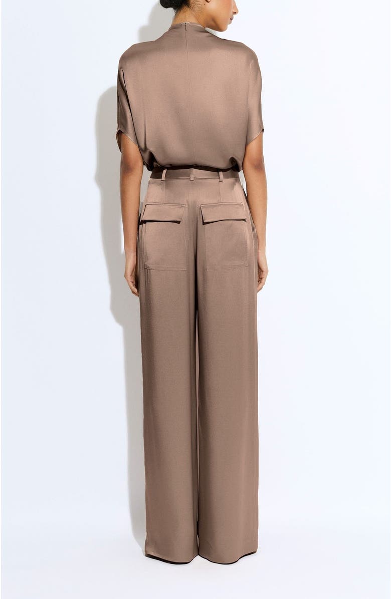 LAPOINTE Satin Relaxed Pleated Pant, Alternate, color, Oat